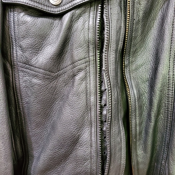 HARLEY-DAVIDSON BLACK LEATHER MOTORCYCLE JACKET HEAVY DUTY MEN SIZE XL - Picture 14 of 16